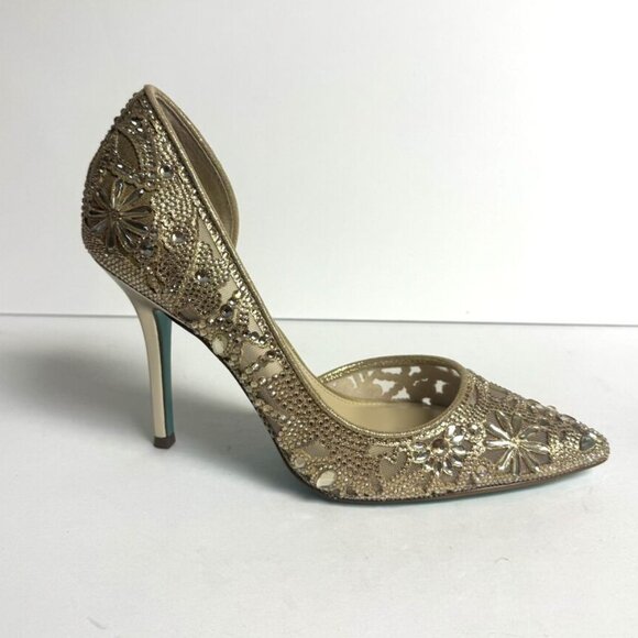 Betsey Johnson Womens Ethan Pump Heel Gold Size 10 M - Picture 1 of 6